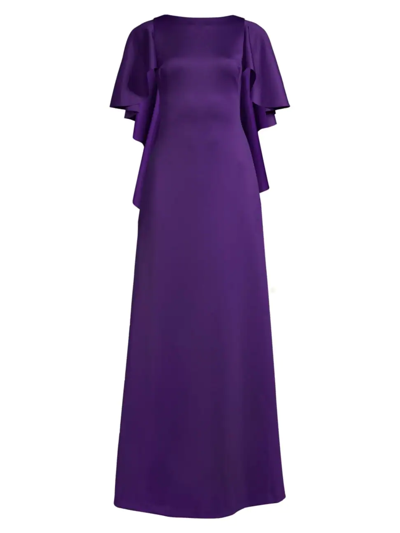 Shop Black Halo Women's Lotus Satin Gown In Purple Rose