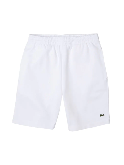 Shop Lacoste Brushed Cotton Fleece Shorts In Argentine