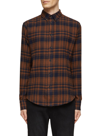 Shop Rag & Bone Fit 2 Plaid Tomlin Long Sleeve Cotton Shirt In Brown