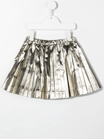 Shop Bonpoint Beryl Metallic Pleated Skirt In Gold