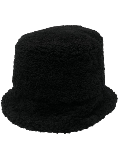 Shop Dorothee Schumacher Shearling-trim Bucket Hat In Black