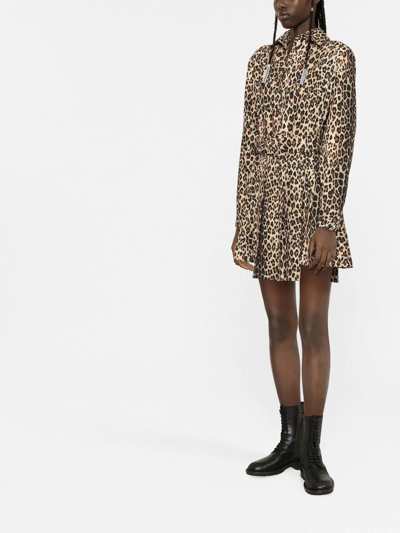 Shop Ermanno Scervino Leopard-print Belted Mini Dress In Brown