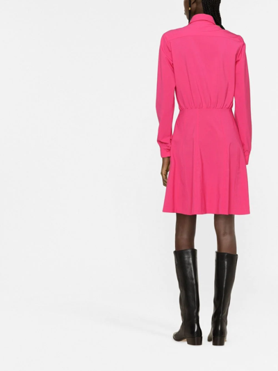 Shop Ermanno Scervino Belted Lace-detail Shirtdress In Pink