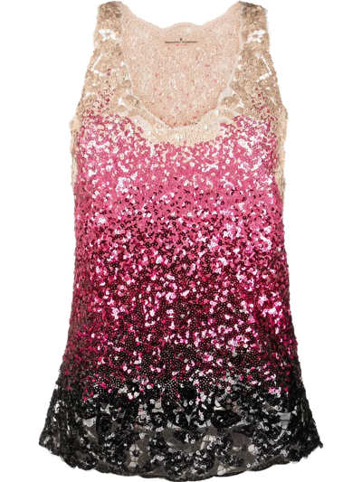 Ermanno Scervino Sequin Embellished Tank Top In Neutrals