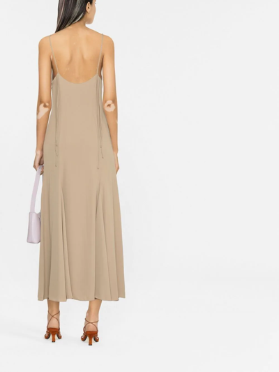 Shop Theory Square-neck Sleeveless Midi Dress In Neutrals