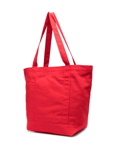 Shop Raf Simons Logo-plaque Tote Bag In Red