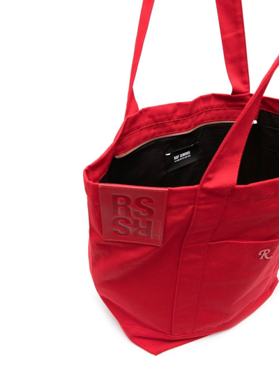Shop Raf Simons Logo-plaque Tote Bag In Red