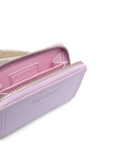 Shop Jacquemus Embossed-logo Leather Purse In Purple