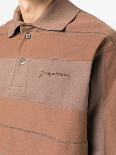 Shop Jacquemus Le Polo Raye Striped Polo Shirt In Brown