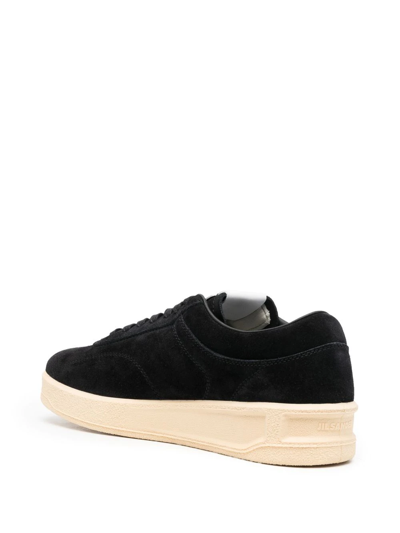 Shop Jil Sander Lace-up Leather Sneakers In Black