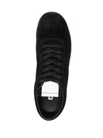 Shop Jil Sander Lace-up Leather Sneakers In Black
