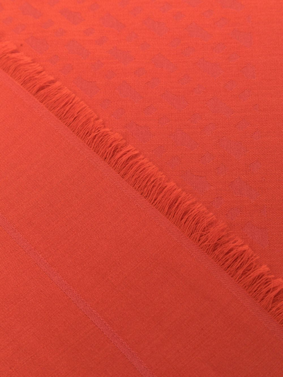 Shop Hugo Boss Monogram-jacquard Fine-knit Scarf In Red