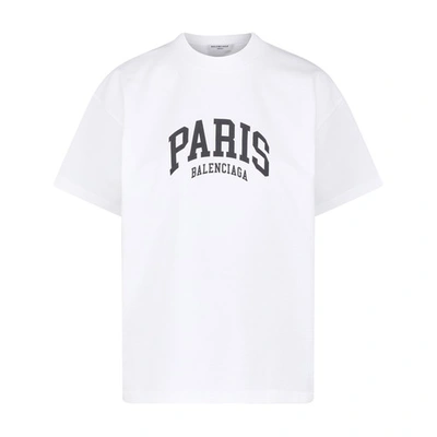 Shop Balenciaga Cities Paris T-shirt Medium Fit In White Black