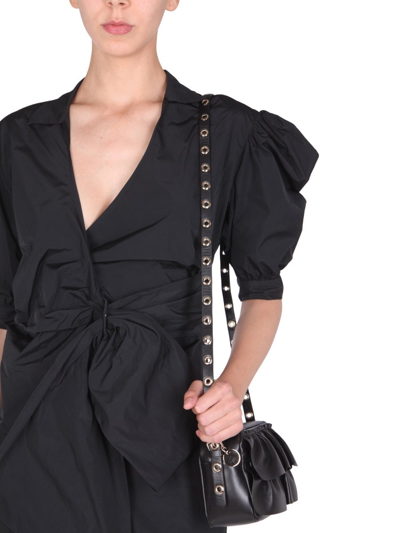 Shop Red Valentino Taffeta Dress With Loop In Black