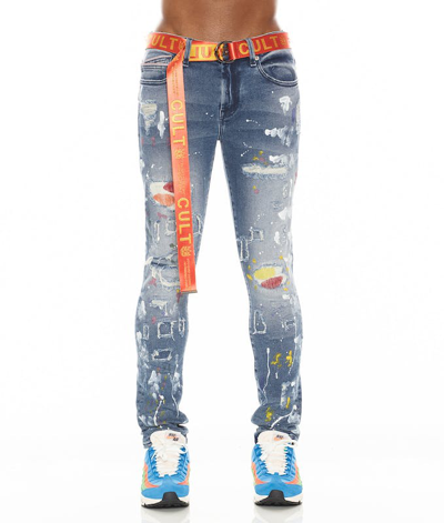 Shop Cult Of Individuality Punk Super Skinny In Divinci Pant In Blue