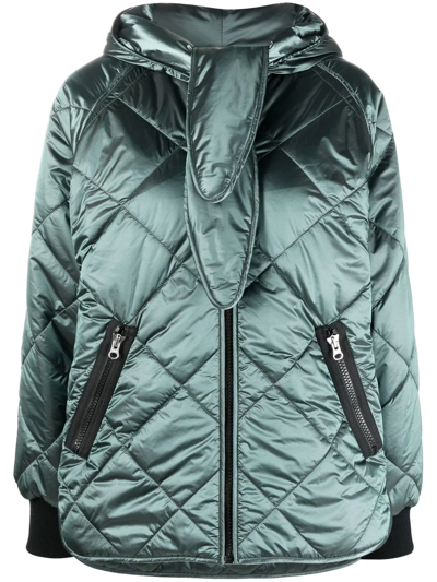 Shop Filippa-k Soft Sport Maggie Quilted Hooded Jacket In Green