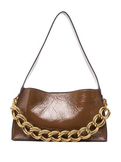 Shop Manu Atelier Creased-detail Leather Shoulder Bag In Brown