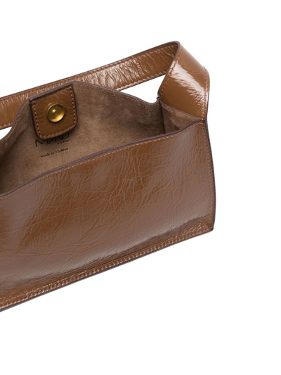 Shop Manu Atelier Creased-detail Leather Shoulder Bag In Brown