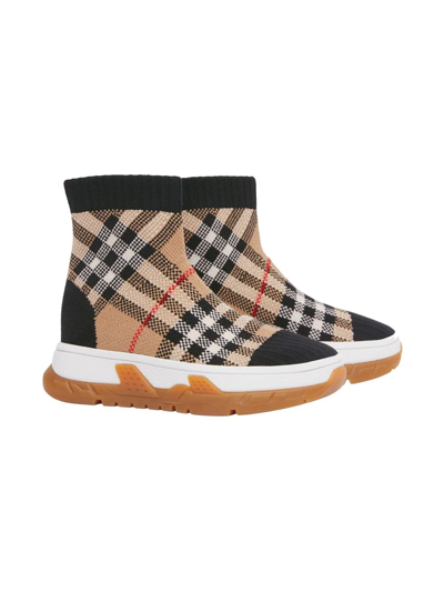 Shop Burberry Vintage-check Sock Sneakers In Neutrals