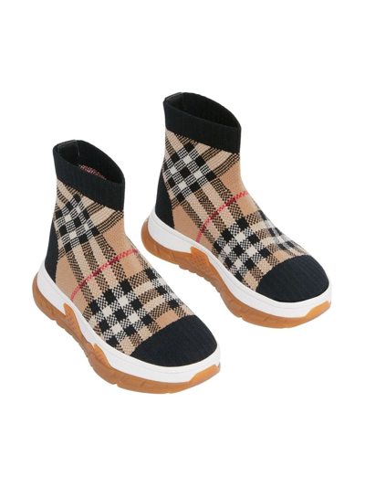 Shop Burberry Vintage-check Sock Sneakers In Neutrals