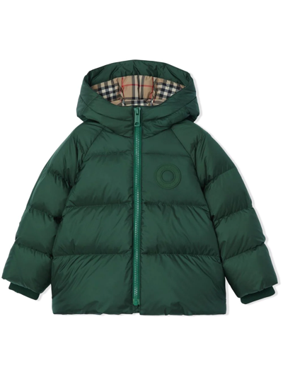 Burberry Kids' Logo-patch Puffer Jacket In Verde | ModeSens