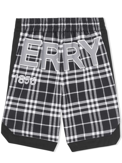 Shop Burberry Horseferry Print Panelled Cotton Shorts In Black