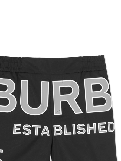 Shop Burberry Horseferry Print Panelled Cotton Shorts In Black