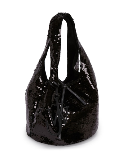 Shop Jw Anderson Mini Sequin Shopper Bag In Black