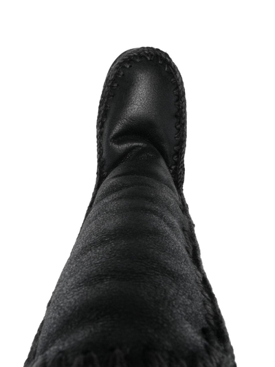 Mou Whipstitch-trim Shearling-lined Boots In Grey