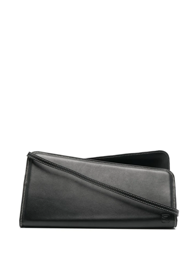 Shop Yuzefi Asymmetric Leather Tote Bag In Black