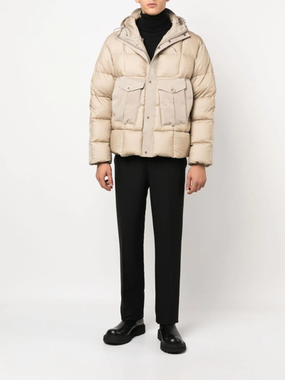 Ten C Hooded Padded Jacket In Neutrals