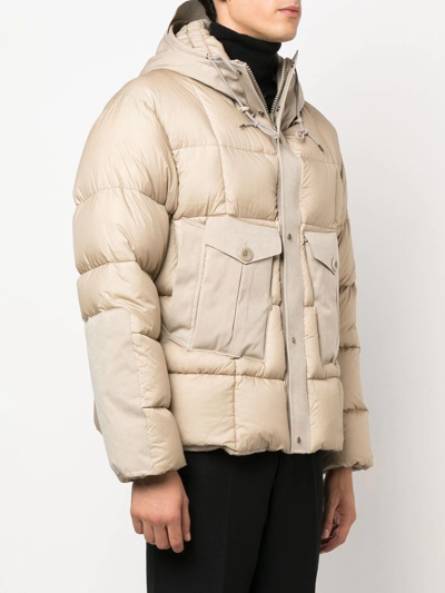 Shop Ten C Hooded Padded Jacket In Neutrals