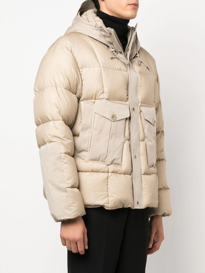 Ten C Hooded Padded Jacket In Neutrals