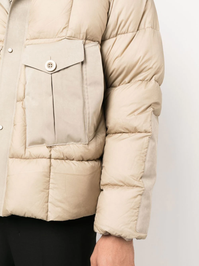 Ten C Hooded Padded Jacket In Neutrals