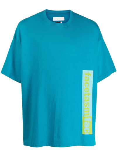 Shop Facetasm Logo-print T-shirt In Blue
