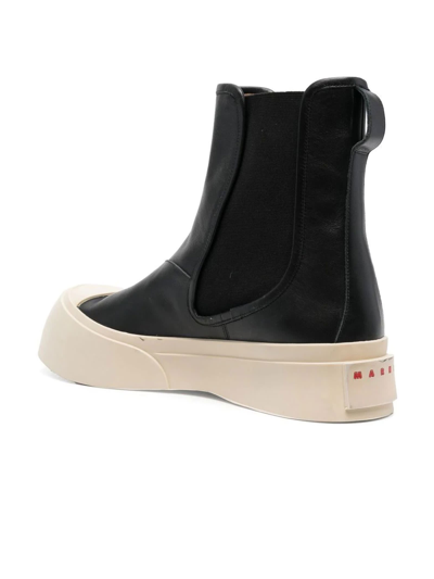 Shop Marni Black Leather Sneakers In Nero