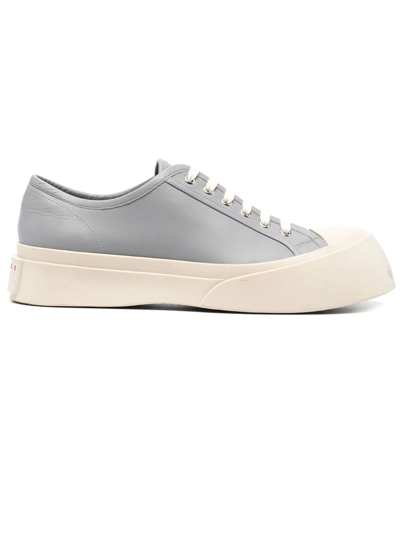 Shop Marni Grey Pablo Low-top Leather Sneakers In Grigio