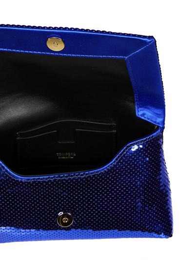 Leather clutch bag Tom Ford Blue in Leather - 22807317