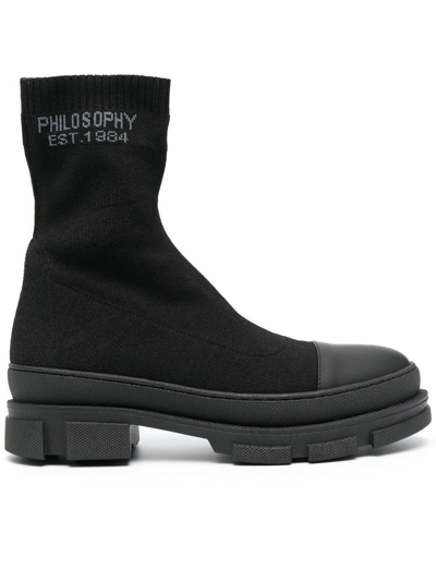 Shop Philosophy Di Lorenzo Serafini Black Calf Leather Ankle Boots In Nero