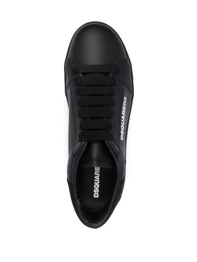 Shop Dsquared2 Black Leather Sneakers In Nero