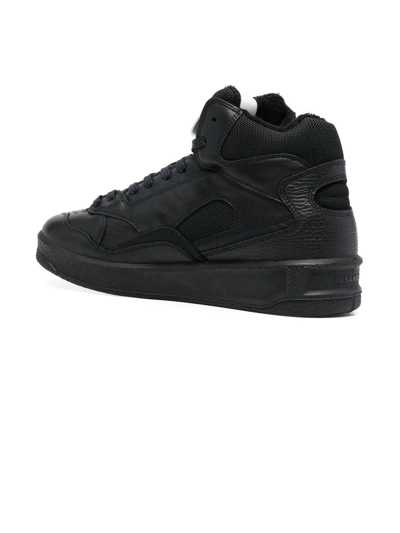 Shop Jil Sander Black Calf Leather High-top Sneakers In Nero
