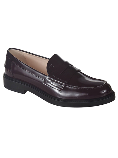 Shop Tod's Classic Loafers In Plum