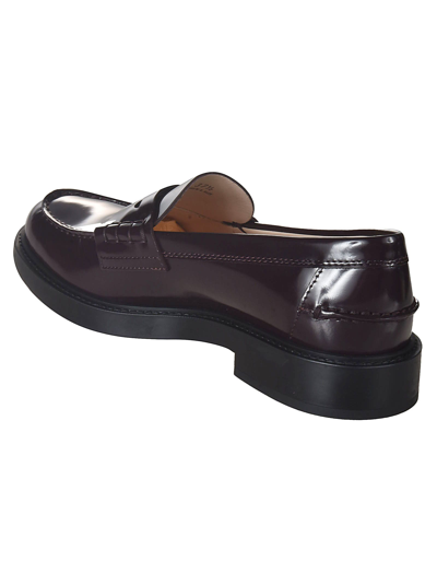 Shop Tod's Classic Loafers In Plum