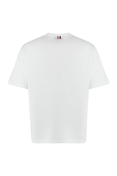 Shop Thom Browne Cotton Crew-neck T-shirt In White