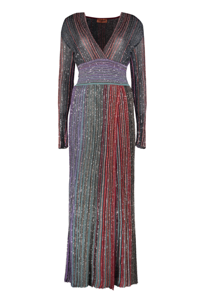 Shop Missoni Knitted Lurex Maxi-dress In Multicolor