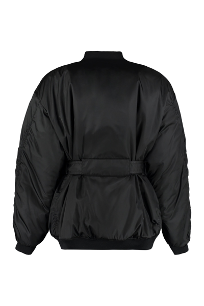 Shop Prada Padded Bomber Jacket In Black