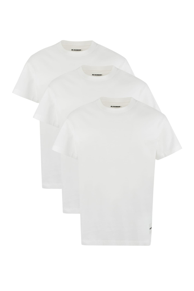 Shop Jil Sander Set Of Three Cotton T-shirts In White
