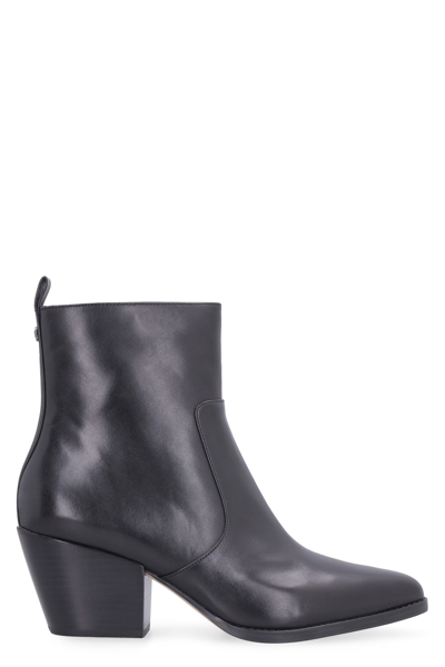 Shop Michael Michael Kors Harlow Leather Ankle Boots In Black