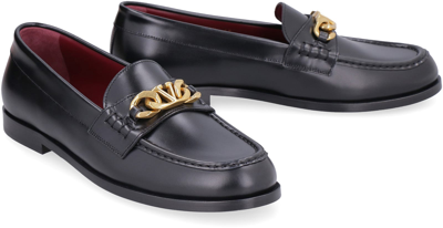 Shop Valentino Garavani - Leather Loafers In Black