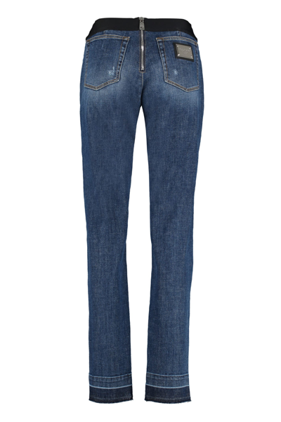 Shop Dolce & Gabbana High-rise Straight Cropped Jeans In Denim
